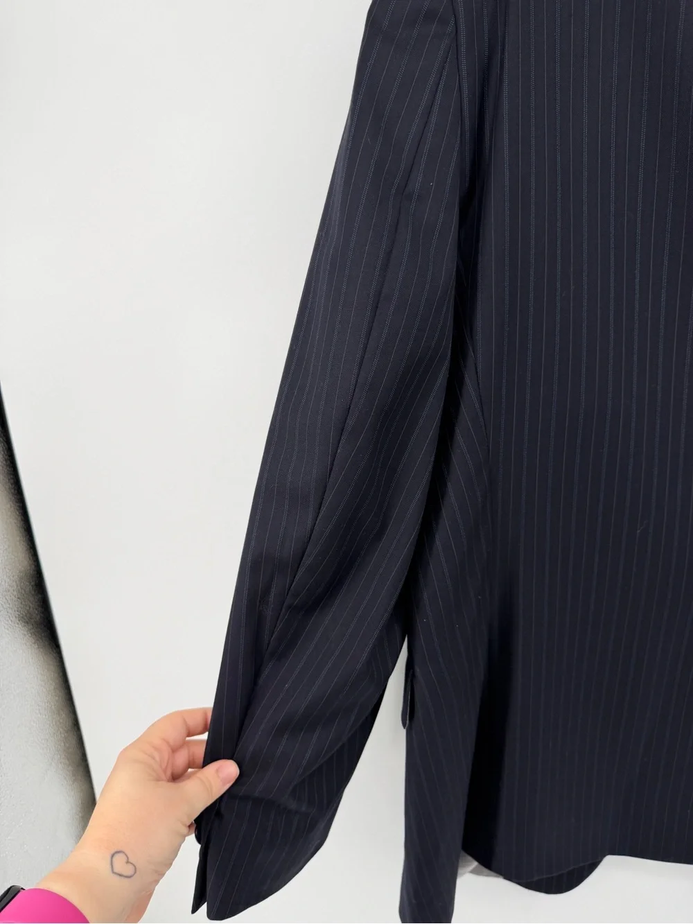 Hart Schaffner Mobstercore Corpcore Goth Marx Navy Pinstripe Sport Coat Sz44R